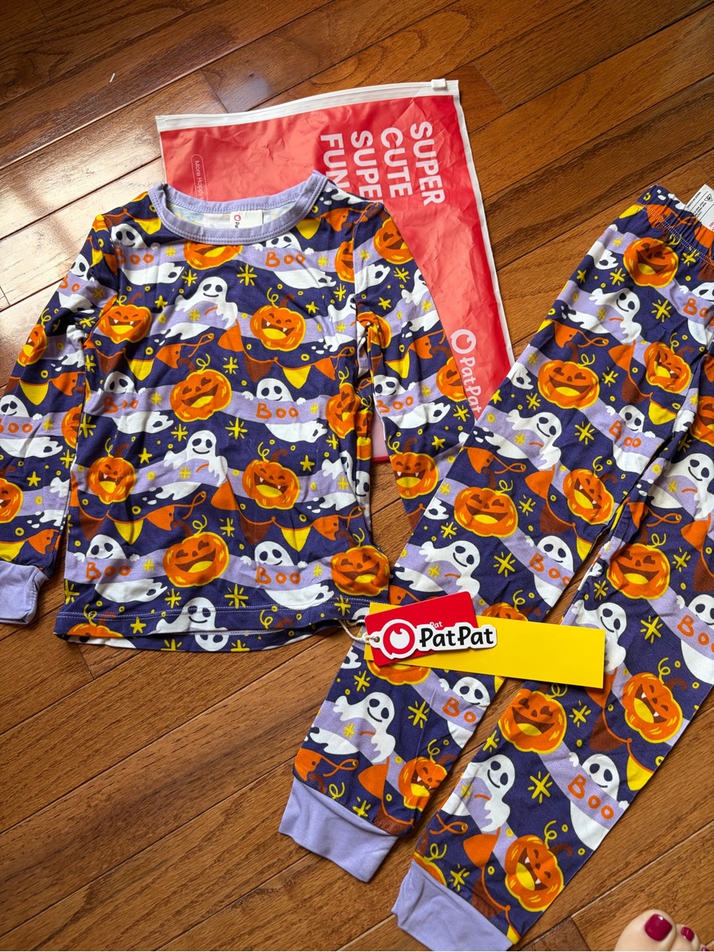 PatPat Purple Halloween Pumpkin & Ghost Pajama Set